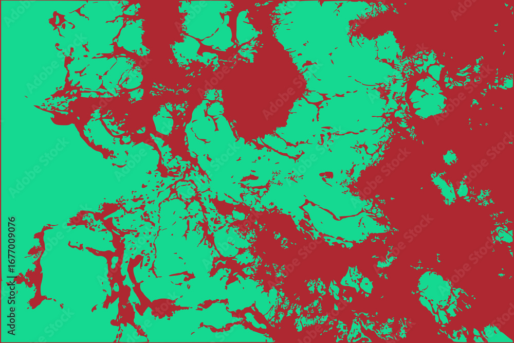 Obraz premium Abstract design featuring a complex pattern of red and mint green shapes. The intricate distribution