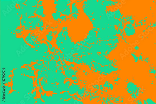 Abstract background featuring a vibrant mixture of bright teal and orange patches. The colors create