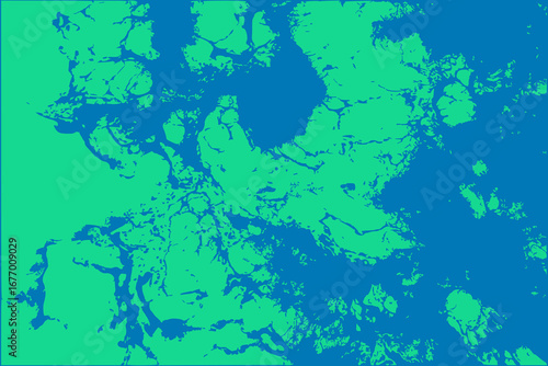 Abstract pattern with irregular, jagged shapes. Dominated by two colors: teal and blue, creating