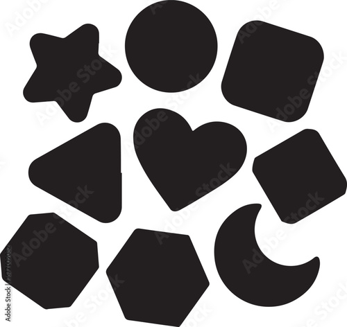 Variety of Basic Geometric and Symbol Shapes