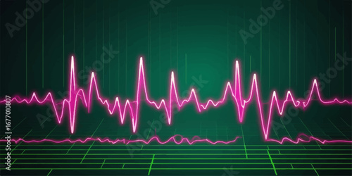 Green EKG cardiogram pulse on a healthcare monitor showing a healthy heartbeat