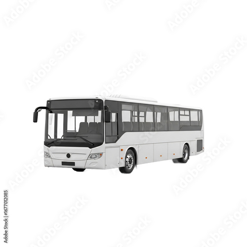 White City Bus Front View Isolated on White Background.