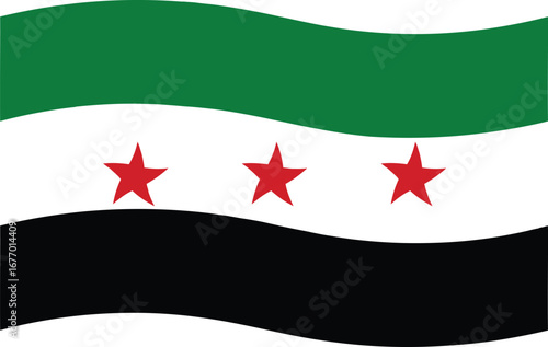 Independence flag of Syria. New flag of Syria 2025,2026 vector. National circular flag of Syria country , vector design and illustration
