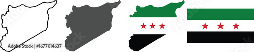 Syria vector map outline, Syria map. Syria flag