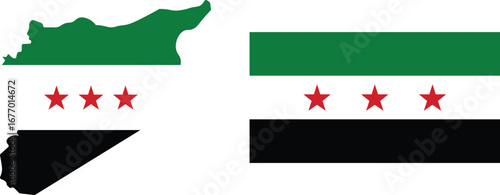 Syria vector map outline, Syria map. Syria flag