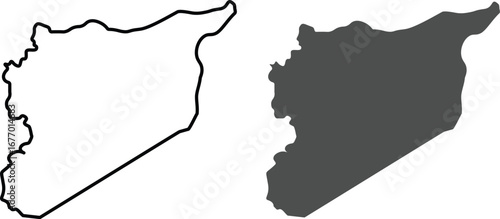 Syria vector map outline, Syria map. Syria flag