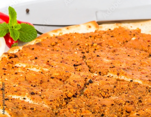 Close-up of a savory flatbread
