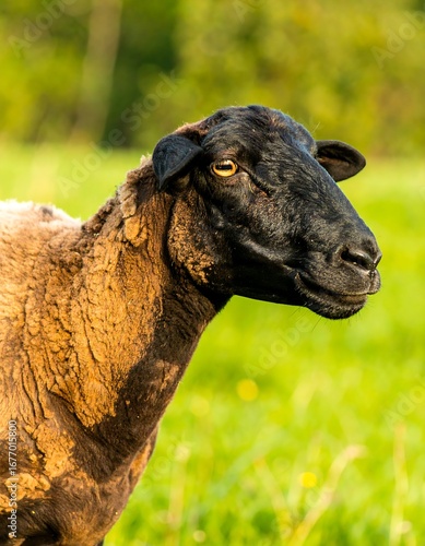 Close-up of a sheep in a field