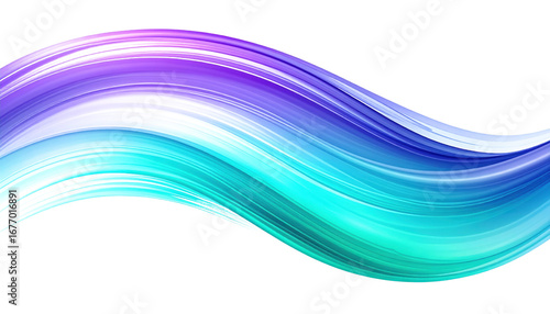 Smooth Flowing Abstract Wave With Vibrant Purple To Teal Color Gradient isolated on transparent background. PNG die-cut for advertising