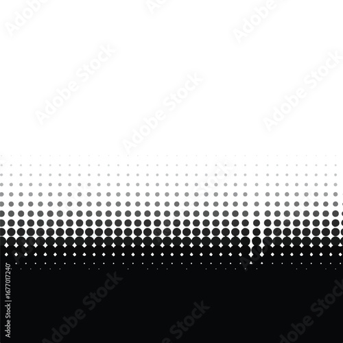 Abstract composition, gradient circles, and a diminishing field of black to gray spheres create a quiet, minimalist digital illustration with a stark white background.