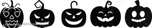 Halloween pumpkin icon set.Evil pumpkin symbol. Halloween decoration cartoon sign.Cute Creepy Spooky Halloween Pumpkin Fall Autumn Sticker Print Illustration.Halloween evil face vector illustration.