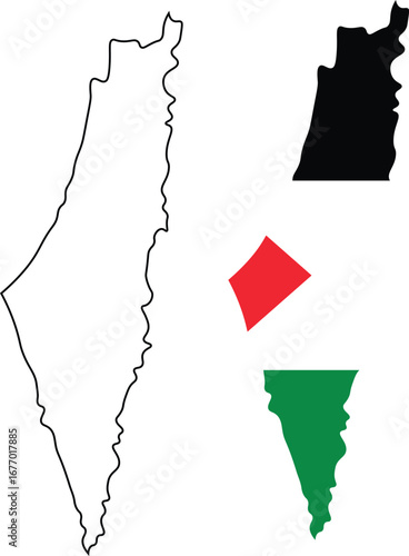 Syria vector map outline, Syria map. Syria flag
