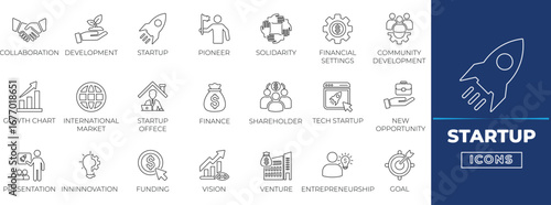 Startup line icon set. Simple modern icon collection. 