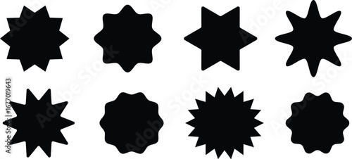 Black and red  Starburst. Circle sale sticker set. Wavy edge promo black and red badges. Special offer price tag. Sale, promo label color design. Vector illustration
