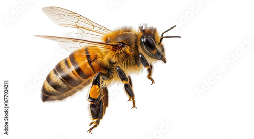 Fototapeta Naklejka Na Ścianę i Meble -  Isolated Flying Honey Bee
