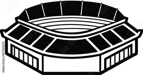 Konstfotografi Black and white sports stadium, arena icon, sports venue illustration, athletic