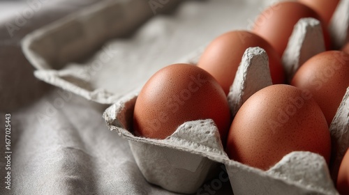 Eggs in carton product photography lifestyle stylish natural food composition background