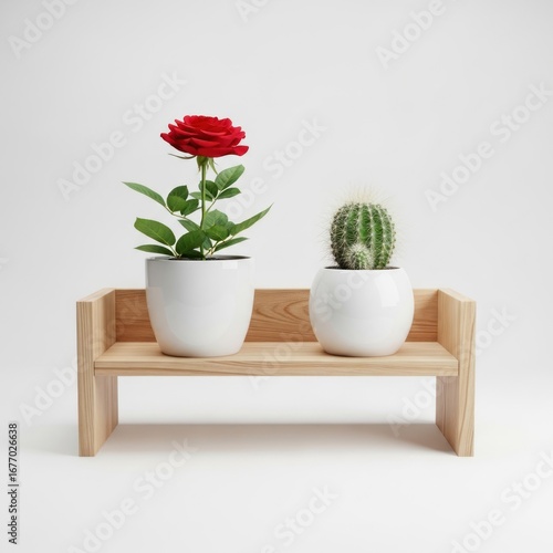 Wallpaper Mural Wooden shelf with plants Torontodigital.ca