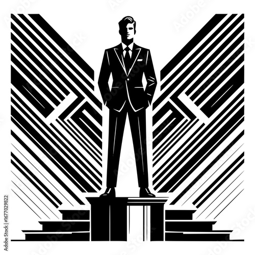  A confident man standing on podium vector image illustration 