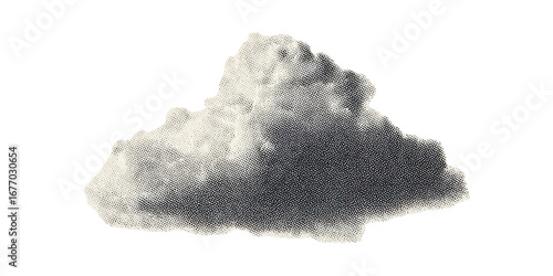 Halftone Cloud Illustration. Vintage Style Weather And Design Concept Isolated On Transparent Background