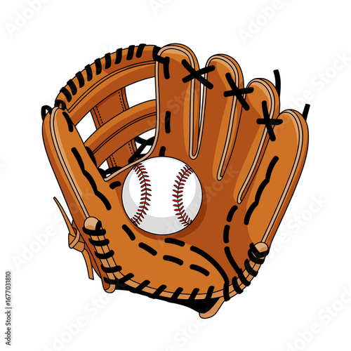 Digital illustration of a classic baseball mitt