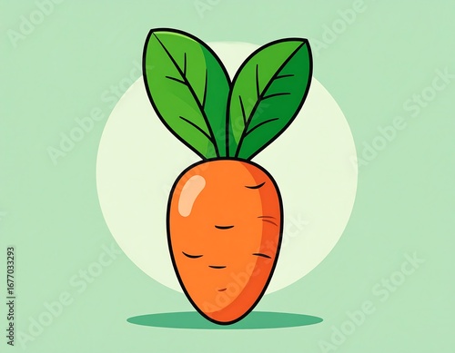 Cartoon carrot with leaves