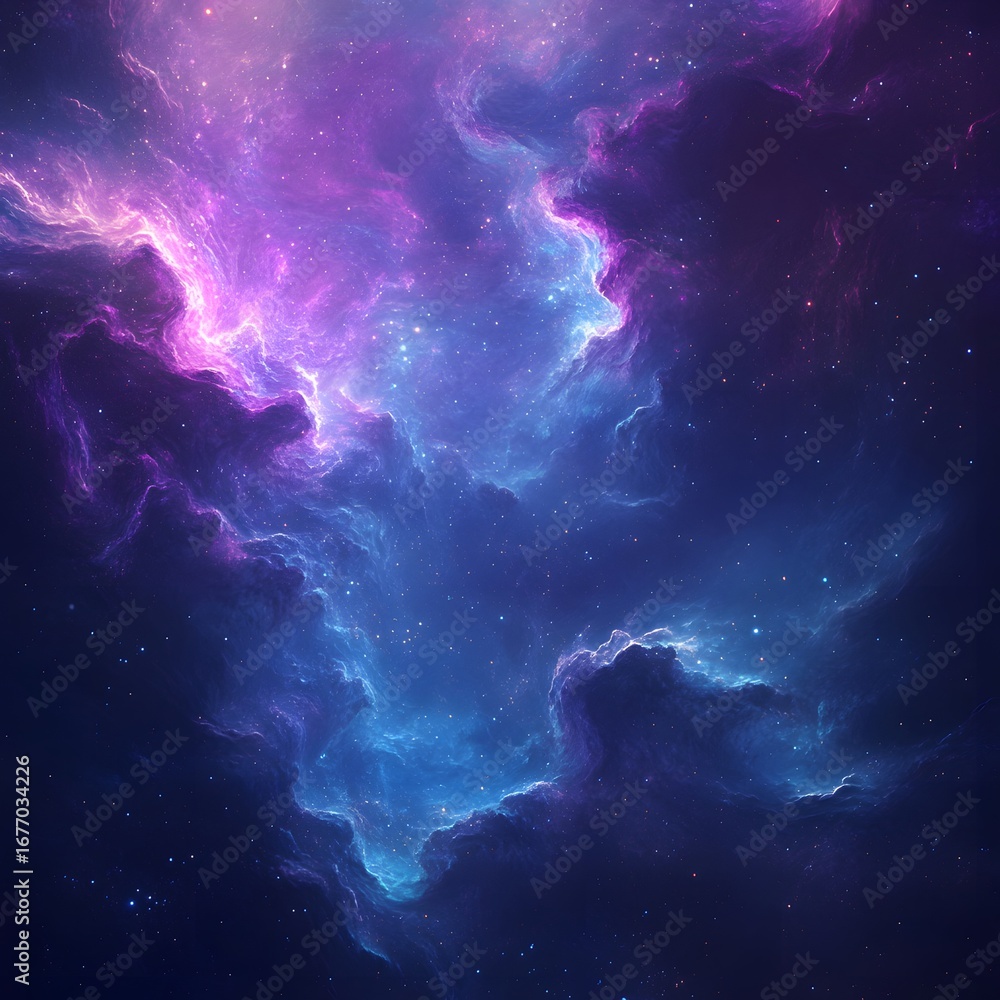 Fototapeta premium Cosmic Nebula of Purple and Blue Colors in Stellar Background