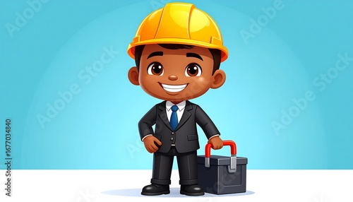 Cartoon child engineer