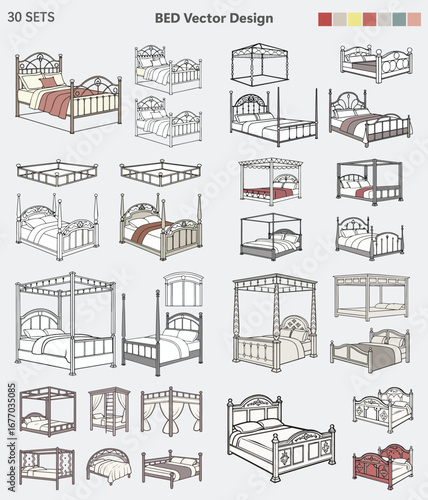 Bed Vector Design, Modern Bed Graphic Illustration, Comfortable Bed Vector Artwork