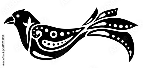 Stylish black bird with ornate feathers