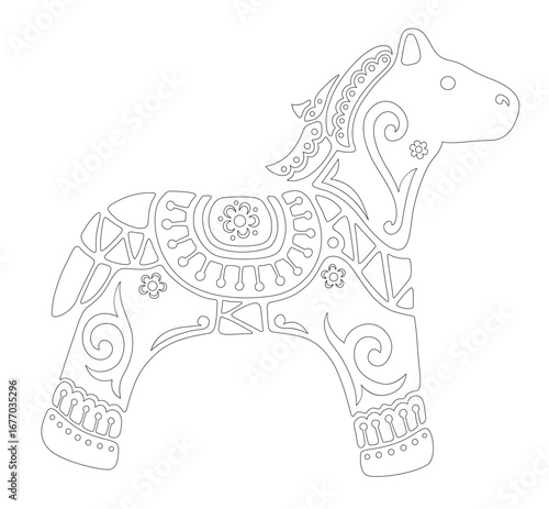 Ornate folk art horse illustration