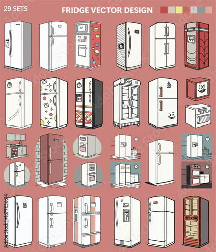Fridge Vector Design, Refrigerator Graphic Illustration, Modern Fridge Vector Artwork