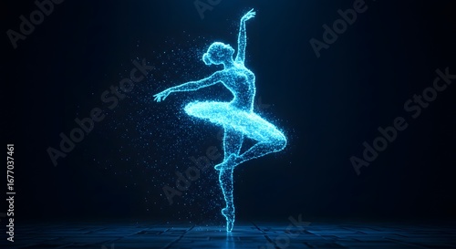 Digital ballerina pirouettes with grace and style, a spectacle of art and technology.