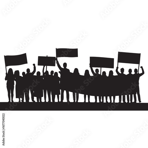 Silhouette protest vector illustration on a white background