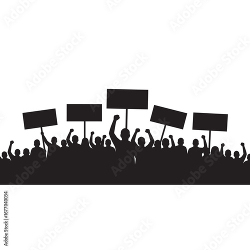 Silhouette protest vector illustration on a white background