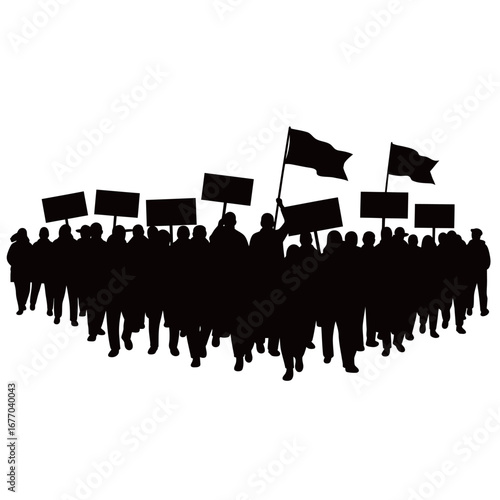 Silhouette protest vector illustration on a white background