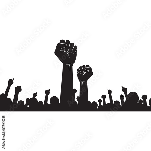Silhouette protest vector illustration on a white background