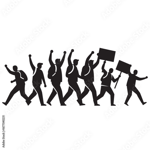 Silhouette protest vector illustration on a white background
