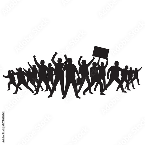 Silhouette protest vector illustration on a white background