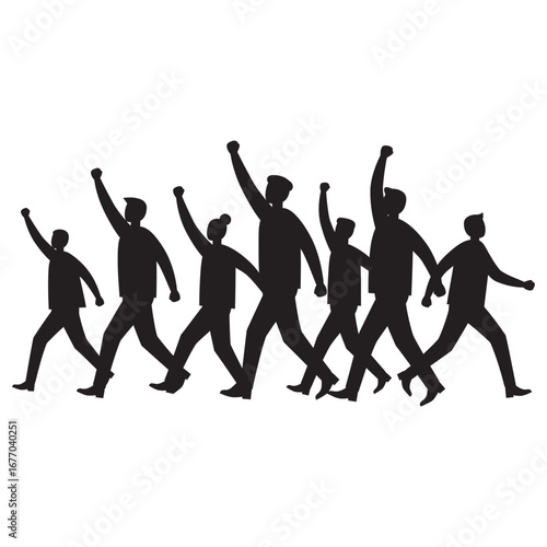 Silhouette protest vector illustration on a white background