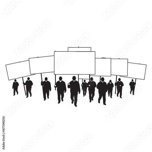 Silhouette protest vector illustration on a white background