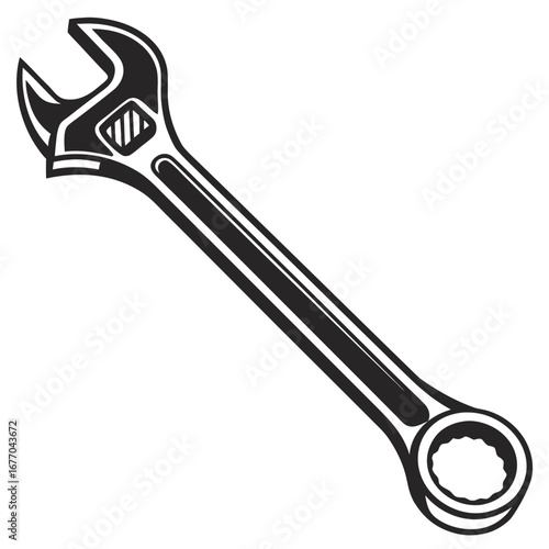 adjustable wrench isolated on white