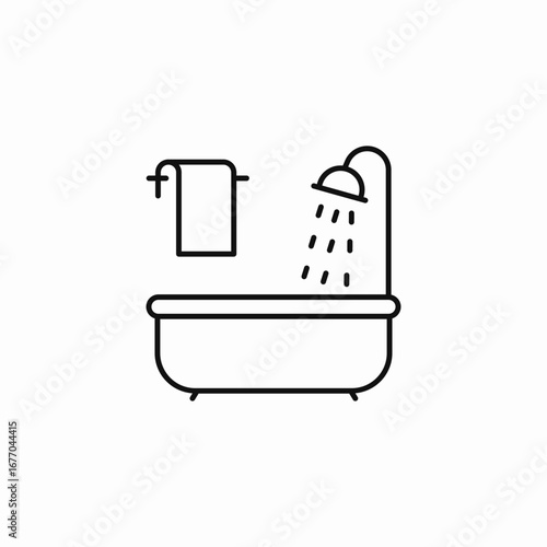 bathroom shower tub icon sign vector