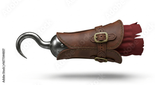 Pirate Hook Hand with Brown Leather Cuff for Costume or Fantasy Concept