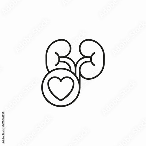 kidney health love icon sign vector