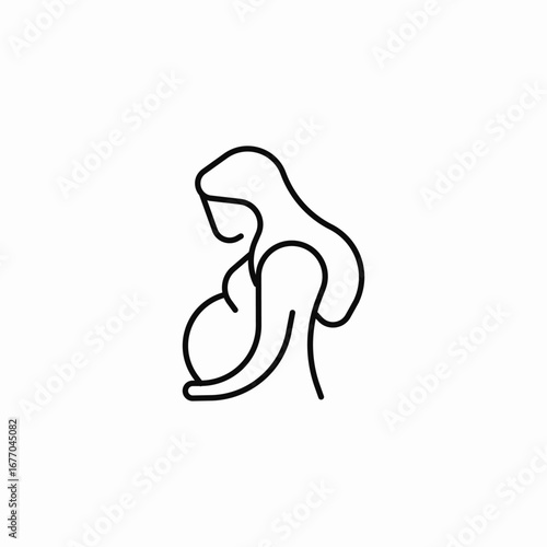 pregnant woman holding icon sign vector