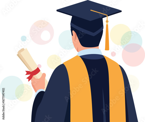 Graduate holding diploma celebrating graduation degree academic achievement  university  knowledge  academic success  tassel  proud  accomplishment