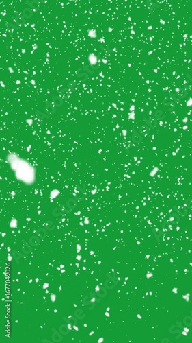 snow falling  on green screen
