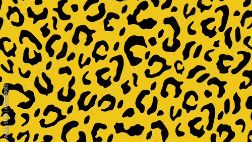 Yellow and black leopard skin texture. Animal print background. Luxury wallpaper.