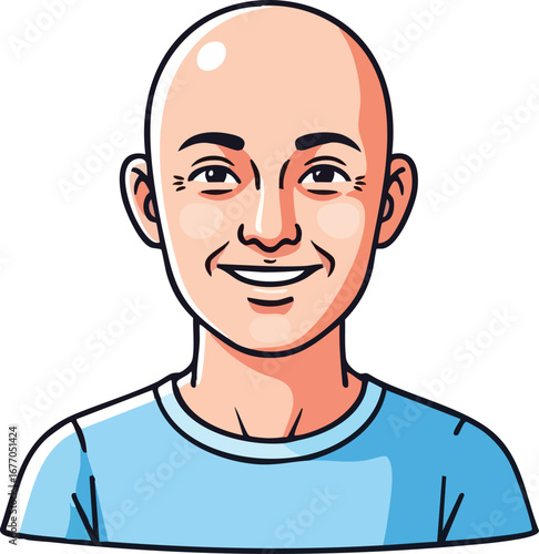 Smiling bald man cartoon avatar illustration male person adult human character  simple  smooth  male